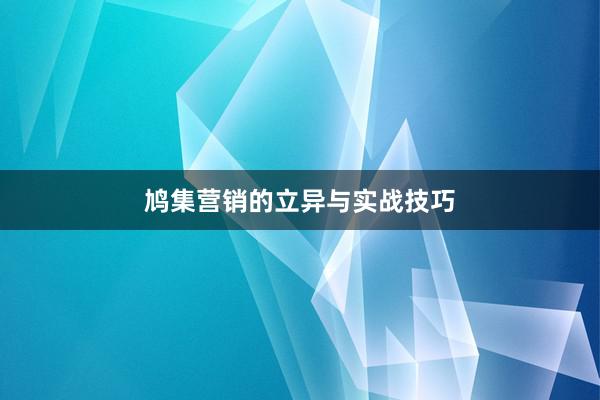 鸠集营销的立异与实战技巧